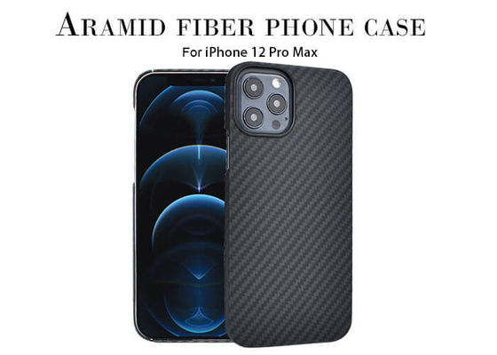 IPhone 12 प्रो मैक्स केवलर मोबाइल केस के लिए मैग्नेटिक ब्लैक कलर फुल कवर Aramid फाइबर फोन केस